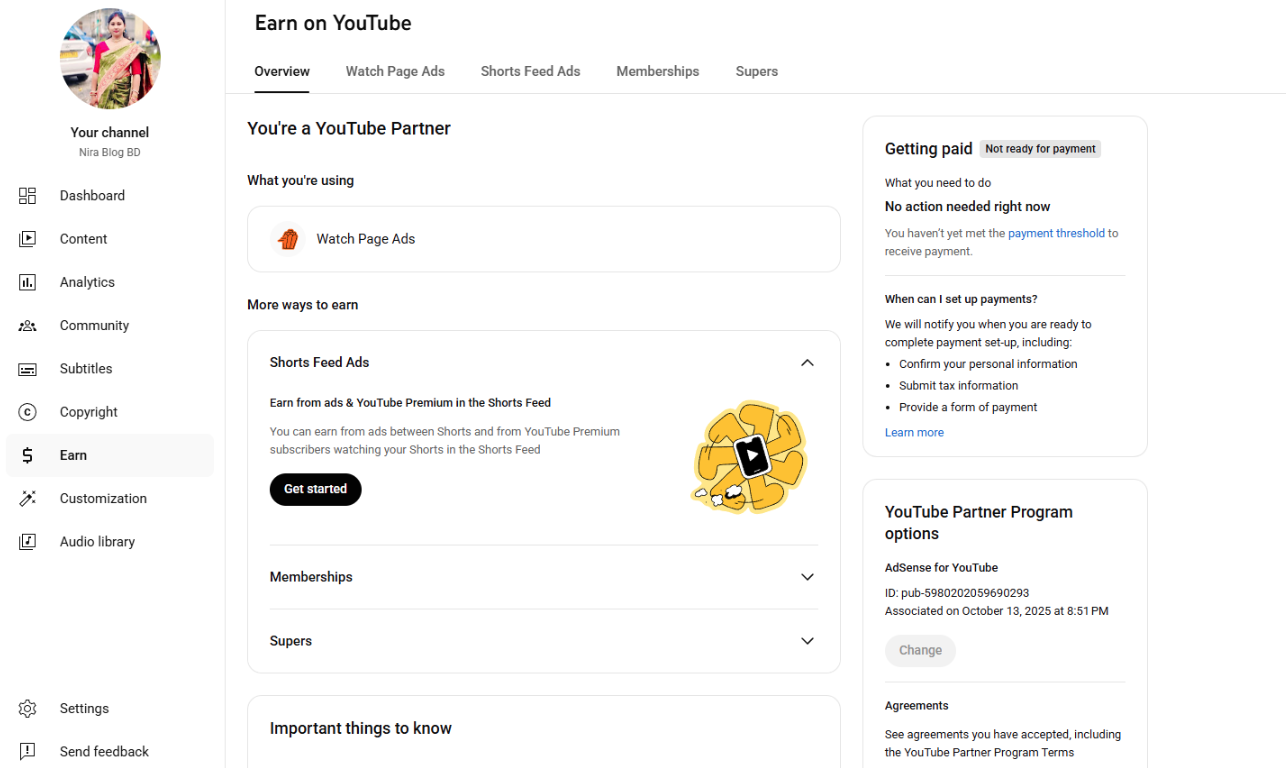 YouTube 1040 Subscriber Organic Monetized Channel