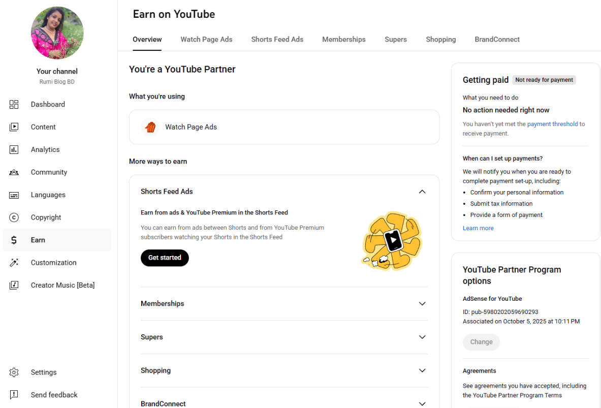 YouTube 1000 Subscriber Organic Monetized Channel